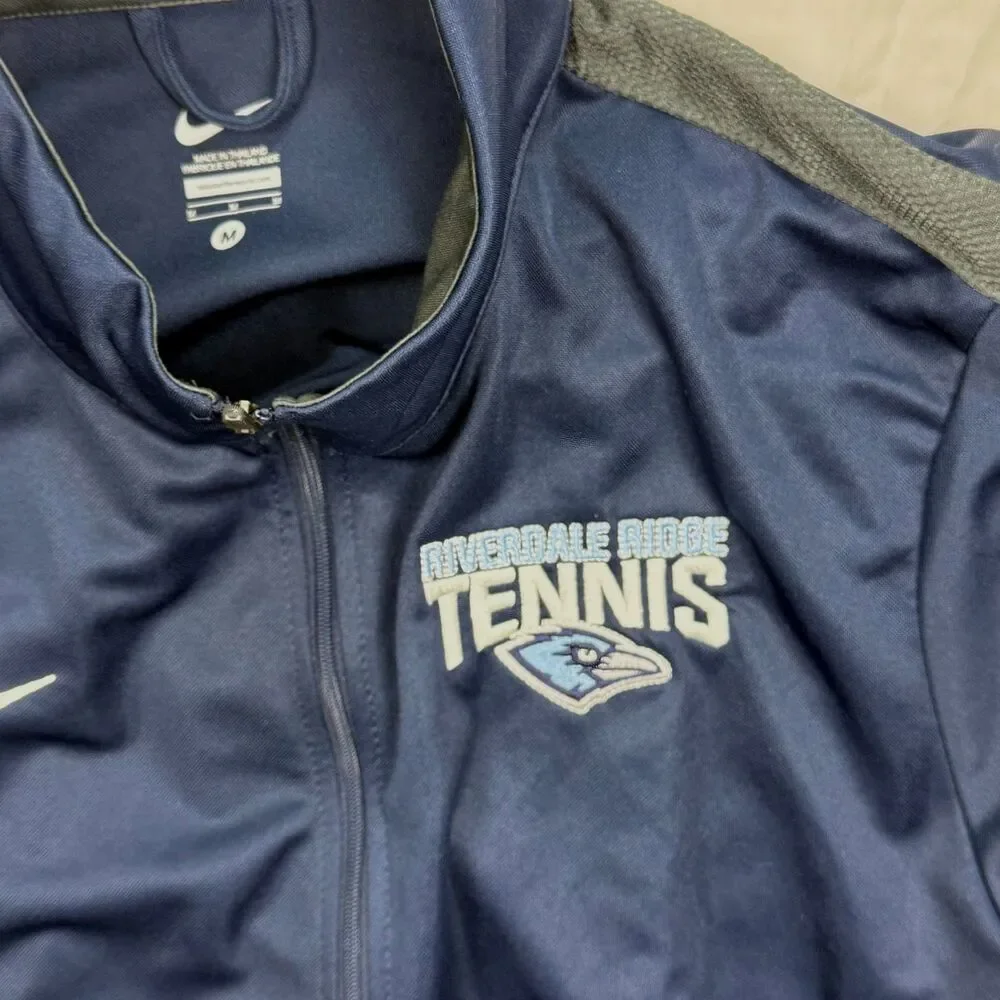 Nike Running Zip Track Jacket Navy Long Sleeve Medium Pockets Tennis High School